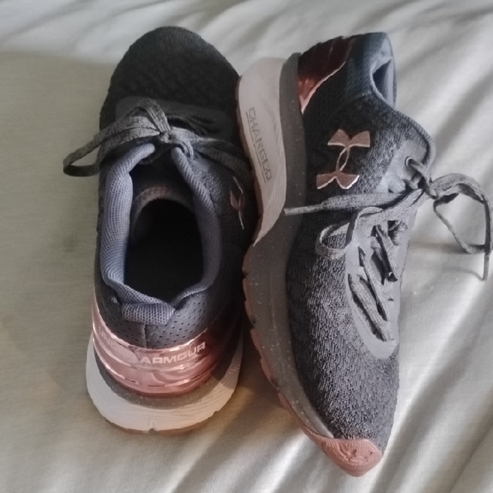 Under Armour Women's Black and Rose Gold Athletic Shoes